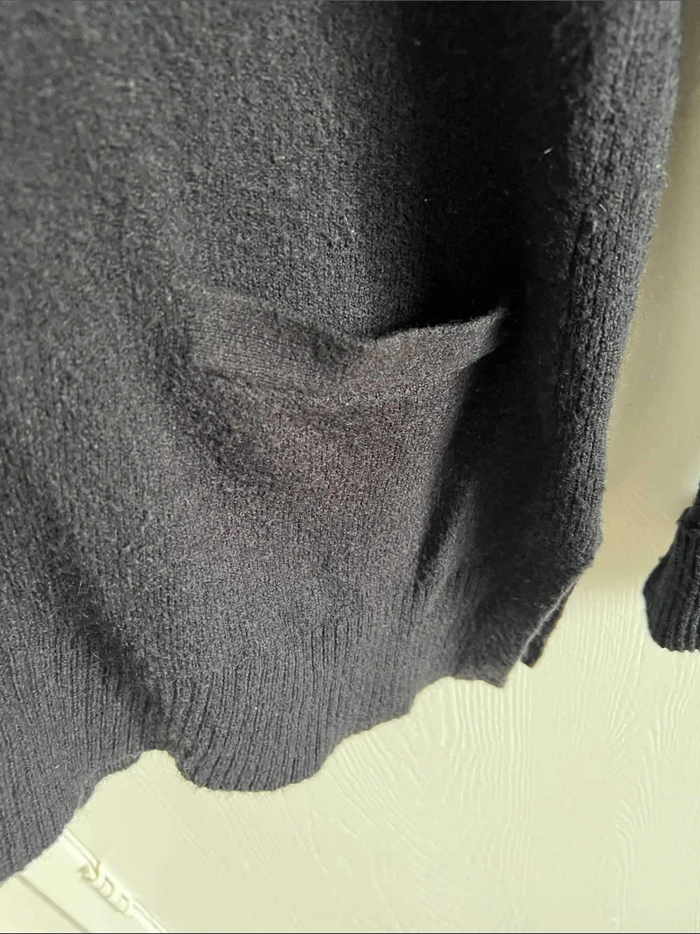 J. Crew V Neck Front Pocket Tunic Sweater Womens Large Black